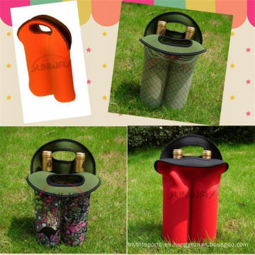 Custom Neoprene paquete de 2 bolsas de vino, refrigerador de botellas aisladas (BC0049)